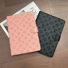 Load image into Gallery viewer, 3D Embossed Canvas Monogram Holster Apple iPad Flip Cover With Stand Function
