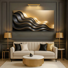 Load image into Gallery viewer, Black and Gold Minimalist Abstract Wall Art IV