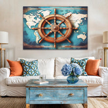 Load image into Gallery viewer, Sailboat Ship Wheel Coastal Wall Art