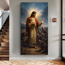 Load image into Gallery viewer, Jesus Protects The Lamb From Wolves Faith Wall Art V