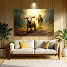 Load image into Gallery viewer, Jesus Running After A Lost Lamb Faith Wall Art