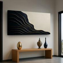 Load image into Gallery viewer, Black and Gold Minimalist Abstract Wall Art