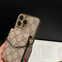 Load image into Gallery viewer, Stylish LV Print Multifunctional iPhone Crossbody Case - with Chain Strap, Stand &amp; Card Slots