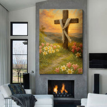 Load image into Gallery viewer, Cross and Flowers Faith Wall Art III