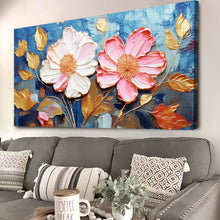 Load image into Gallery viewer, Golden Petals Impasto Wall Art