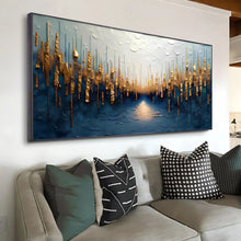 Load image into Gallery viewer, Golden Forest Reflection Abstract Wall Art