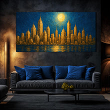 Load image into Gallery viewer, Golden Metropolis Cityscape Impasto Wall Art