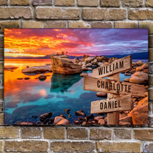 Load image into Gallery viewer, Sunset Beach Skies Family Names Sign