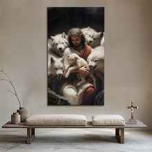 Load image into Gallery viewer, Jesus Protects The Lamb From Wolves Faith Wall Art