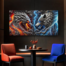 Load image into Gallery viewer, 3D Dragon and Wolf Wall Art IV