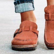 Load image into Gallery viewer, Round Toe Low Heel Buckle Loafers