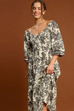 Load image into Gallery viewer, Umgee Ruffle Hem Flower Printed V-Neck Dress