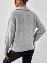 Load image into Gallery viewer, Honey Half Zip Dropped Shoulder Sweater