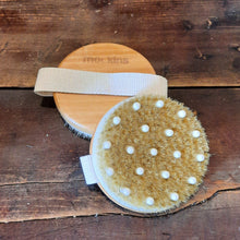 Load image into Gallery viewer, Round Palm Body Brush w/ Natural Bristles &amp; Massage Nodules
