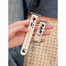 Load image into Gallery viewer, Embroidered rabbit canvas leather Apple Watch strap