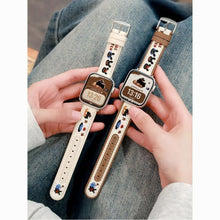 Load image into Gallery viewer, Embroidered rabbit canvas leather Apple Watch strap