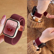 Load image into Gallery viewer, Retro wine-red knitted elastic Apple Watch strap