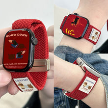 Load image into Gallery viewer, Good Luck Dachshund series Red knitted elastic Apple Watch strap