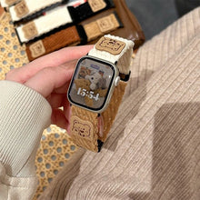 Load image into Gallery viewer, Retro corduroy bear Velcro Apple Watch strap
