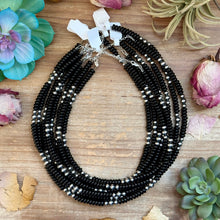 Load image into Gallery viewer, Black Onyx &amp; Sterling Pearl Necklace 16.5”