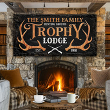 Load image into Gallery viewer, Family Hunting Trophy Lodge Sign