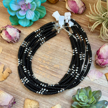 Load image into Gallery viewer, Black Onyx &amp; Sterling Pearl Necklace 16.5”