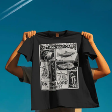 Load image into Gallery viewer, Cast All Your Cares on the Lord | 1 Peter 5:7 Christian Fishing Graphic Tee