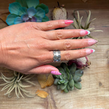 Load image into Gallery viewer, 145-152 Sterling Silver Hand Milled Stamped Scalloped Edge Ring by Jason Ogg