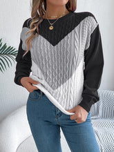 Load image into Gallery viewer, Contrast Round Neck Long Sleeve Sweater