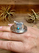 Load image into Gallery viewer, Adjustable Cowboy Hat Ring – Kingman Turquoise, Navajo Handmade by Robby Manuelito