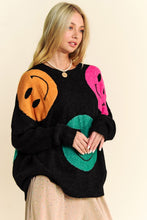 Load image into Gallery viewer, Davi &amp; Dani Contrast Smile Round Neck Oversize Sweater