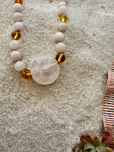 Load image into Gallery viewer, Rose Quartz + Honey Baltic Sea Amber || Rose Quartz Stone Necklace