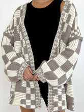 Load image into Gallery viewer, Checkered Open Front Long Sleeve Cardigan