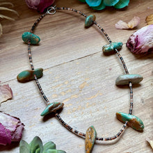 Load image into Gallery viewer, 22” Dark Shell &amp; Turquoise Nugget Necklace