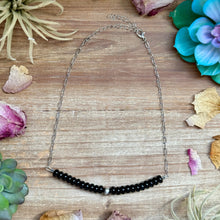Load image into Gallery viewer, 16” Black Onyx Paperclip Necklace – Sterling Silver Accent