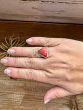 Load image into Gallery viewer, Ring - Size 8  -Red Spiny &amp; Sterling Silver