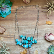 Load image into Gallery viewer, Chunky Turquoise &amp; Sterling Silver Pearl Paperclip Necklace
