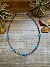 Load image into Gallery viewer, Golden Hill Turquoise &amp; Sterling Silver Pearl Necklace – 16" + Extender