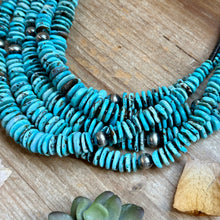 Load image into Gallery viewer, 23” Ice Blue Turquoise Graduated Necklace – Sterling Silver &amp; Hematite