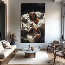 Load image into Gallery viewer, Jesus Protects The Lamb From Wolves Faith Wall Art