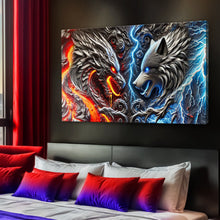 Load image into Gallery viewer, 3D Dragon and Wolf Wall Art IV