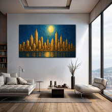 Load image into Gallery viewer, Golden Metropolis Cityscape Impasto Wall Art