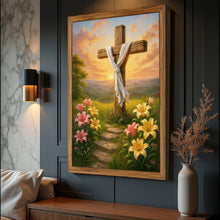 Load image into Gallery viewer, Cross and Flowers Faith Wall Art II