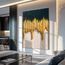 Load image into Gallery viewer, Abstract Blue And Gold Wall Art