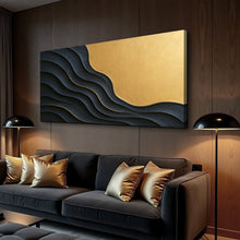 Load image into Gallery viewer, Black And Gold Minimalist Abstract XII