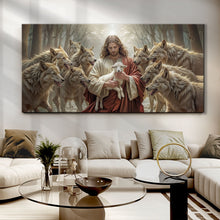 Load image into Gallery viewer, Jesus Protects The Lamb From Wolves Faith Wall Art II