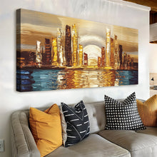 Load image into Gallery viewer, Golden Metropolis Abstract Impasto Wall Art