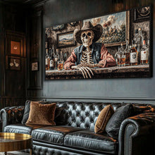 Load image into Gallery viewer, Skeleton Cowboy Barman At Western Saloon Wall Art
