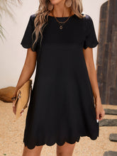 Load image into Gallery viewer, Scalloped Hem Round Neck Short Sleeve Dress