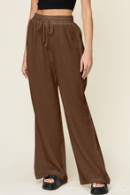 Load image into Gallery viewer, Double Take Full Size Texture Drawstring Wide Leg Pants